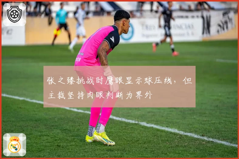 张之臻挑战时鹰眼显示球压线，但主裁坚持肉眼判断为界外