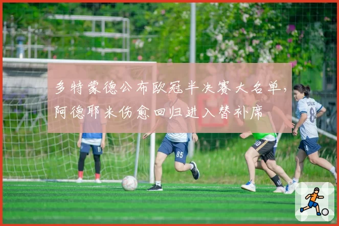 多特蒙德公布欧冠半决赛大名单，阿德耶米伤愈回归进入替补席